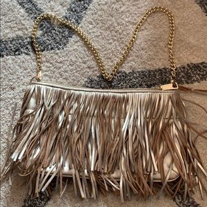 Rebecca Minkoff gold fringe purse